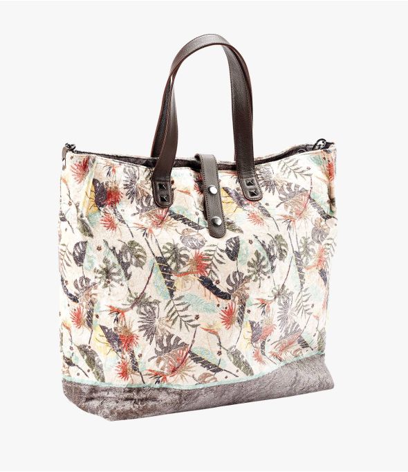 HAPPY MAEVA Viscose, katoen, leren tas voor dames 37 x 32 x 15 cm - 1