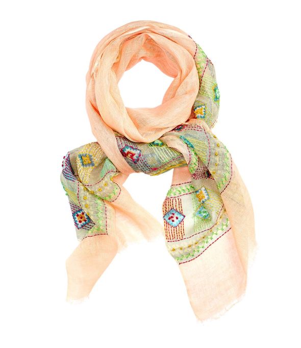 CELIA Linen Scarf, Embroidery for Women 80 x 190 CM - 8