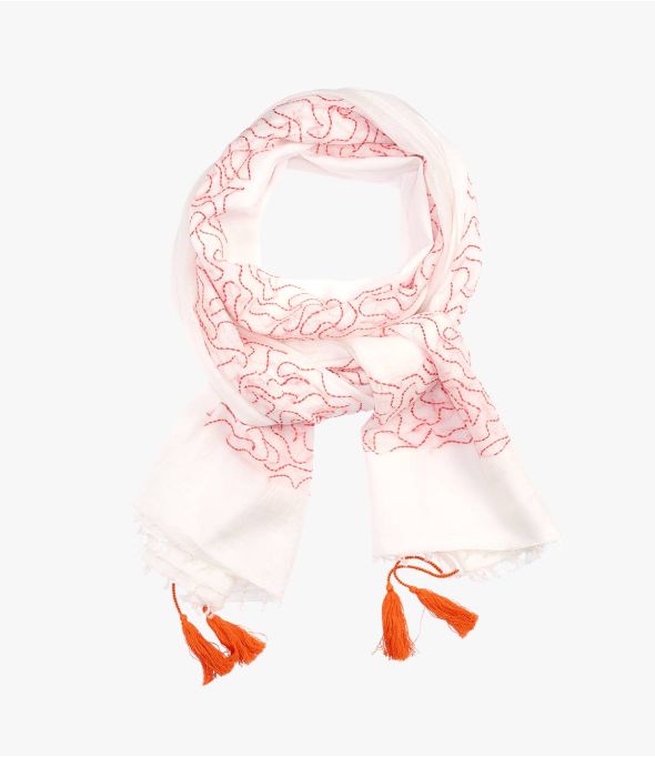 PERLA Foulard en Coton, soie pour Femme 100 x 200 CM - 7