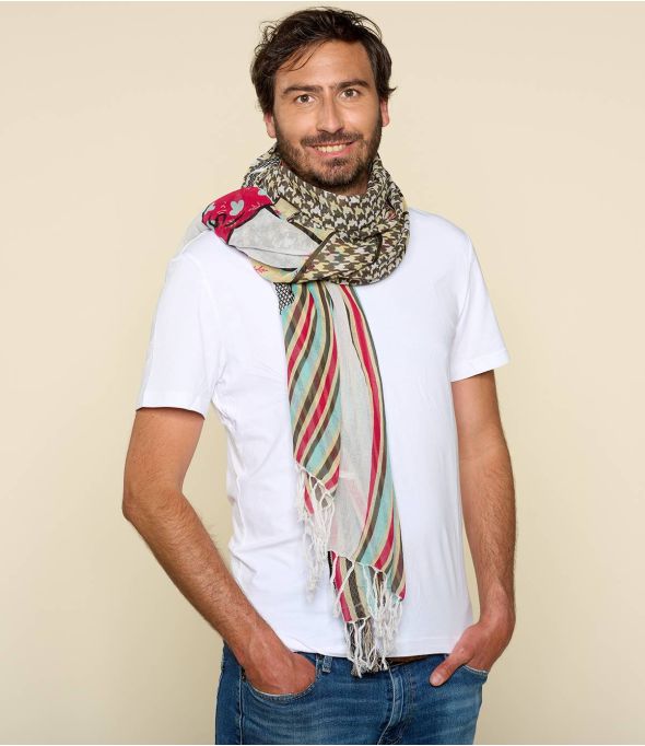 JULES Men's Jacquard Cotton Scarf 100 x 200 CM - 1