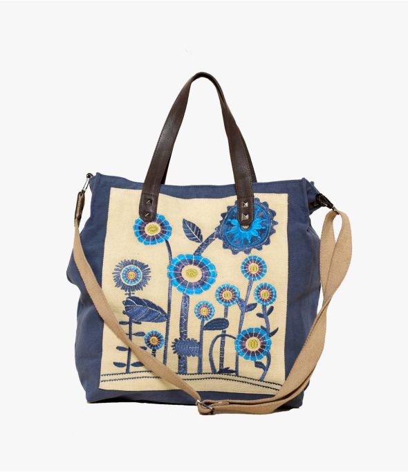 HAPPY AGATE Bag in Jute, cotton, leather, embroidery for Woman 35x38x12cm - 1