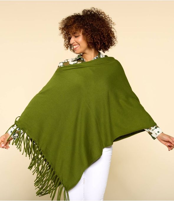 PONCHO KAKI Poncho aus Baumwolle für Damen - 1