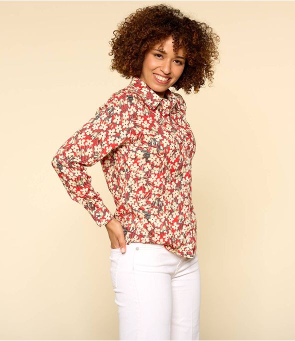 BONI SAKURI ROOD Modal Shirt voor Dames - 1