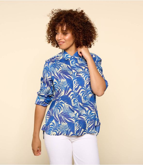 FRAN THAÏS INDIGO Camicia in modal da donna - 1