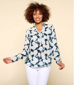 MINA AZALÉ NAVY Modal blouse voor dames - 1