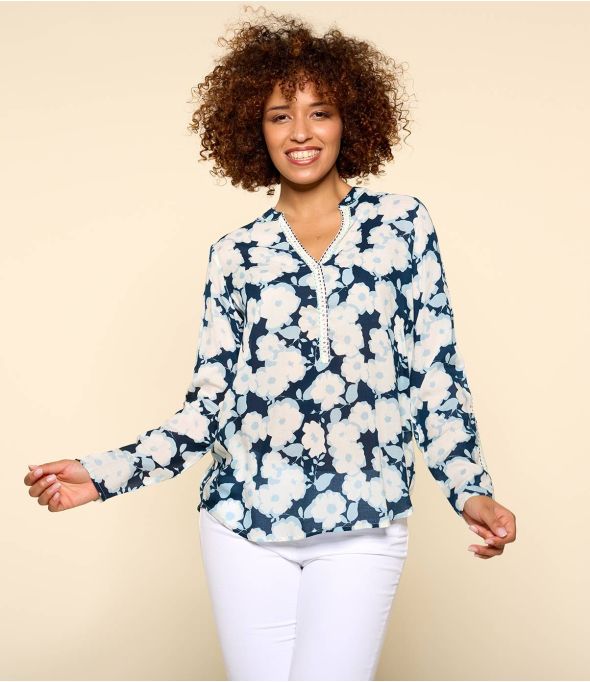 MINA AZALÉ MARINE Blouse en Modal pour Femme - 1