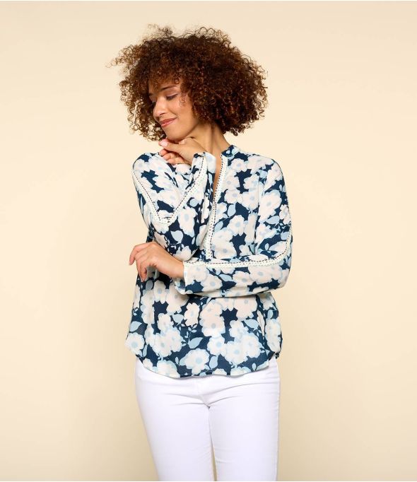 MINA AZALÉ MARINE Blouse en Modal pour Femme - 1