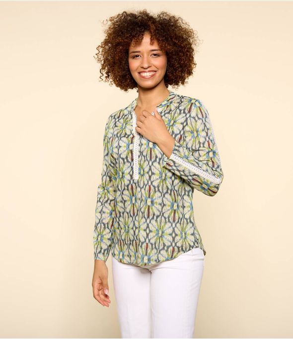 MINA BOHO BLEU Blouse en Modal pour Femme - 1