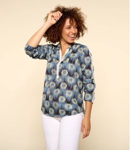 MINA JADE BLUE Modal blouse voor dames - 1