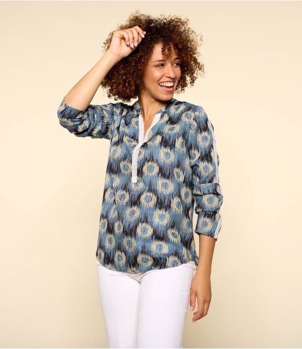 MINA JADE BLEU Blouse en Modal pour Femme - 1