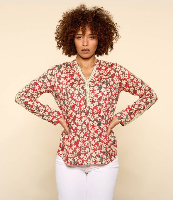 MINA SAKURI ROUGE Blouse en Modal pour Femme - 1