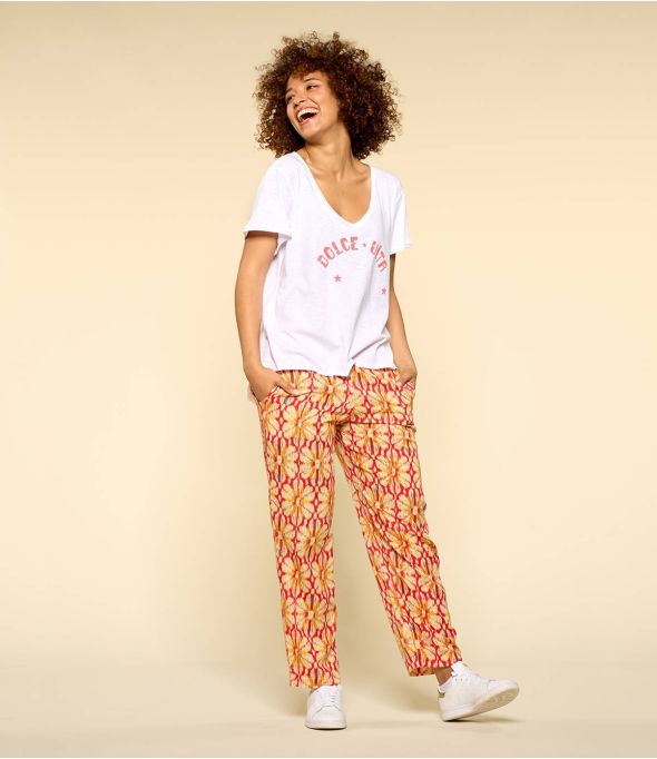 CLYDE BOHO RED Modal broek voor dames - 1