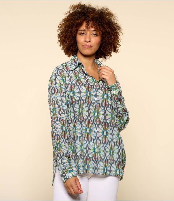 COSY BOHO BLEU Women's Cotton Shirt - 1