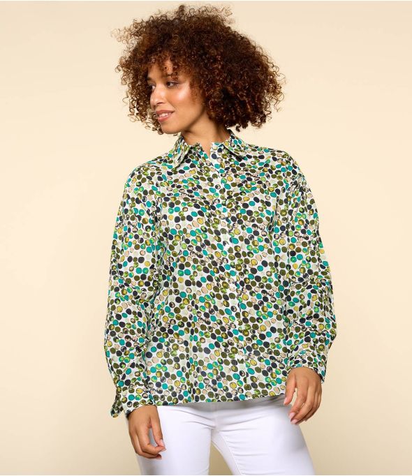 COSY DOT GREEN Camicia da donna in cotone - 1