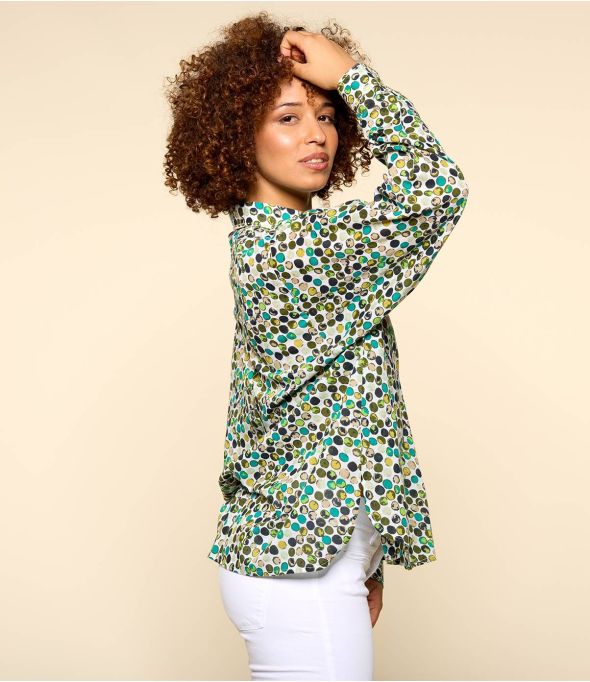 COSY DOT GREEN Women's Cotton Shirt - 1