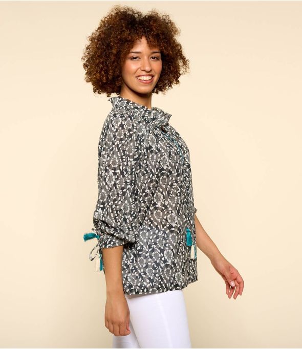 BETI AMBRE GRIS Blouse en Coton pour Femme - 1