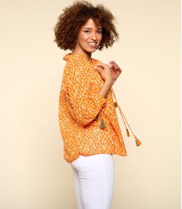 BETI AMBER ORANGE Blusa da donna in cotone - 2