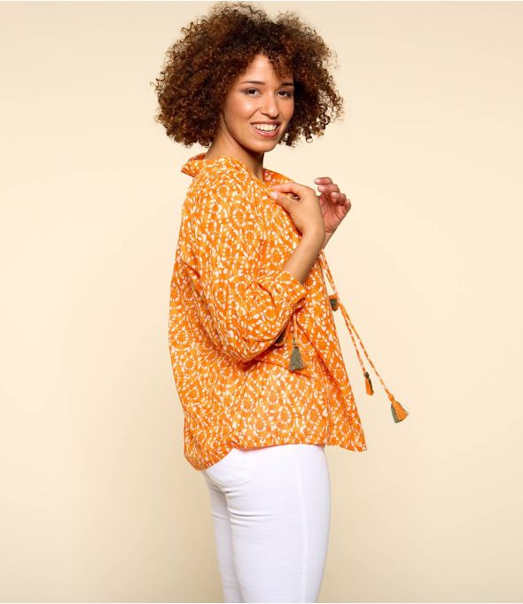 BETI AMBER ORANGE Blusa da donna in cotone - 1