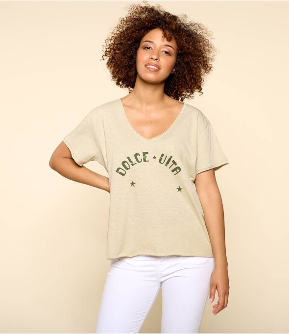 VITA BEIGE C biologisch katoenen T-shirt voor dames - 1