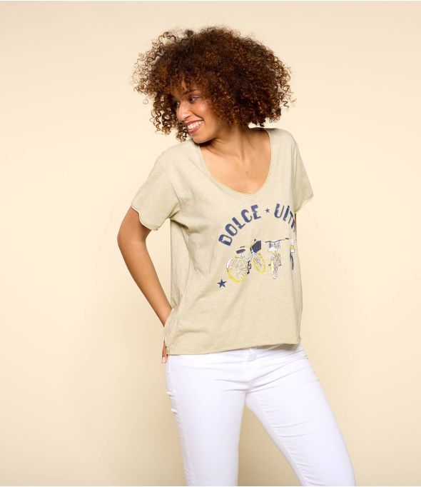 VITA BEIGE M-E biologisch katoenen T-shirt voor dames - 1