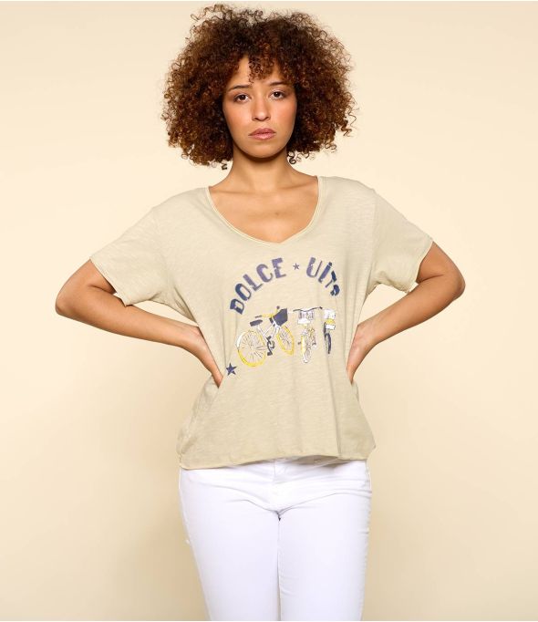 VITA BEIGE M-E biologisch katoenen T-shirt voor dames - 1