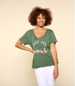 VITA KHAKI M-G biologisch katoenen T-shirt voor dames - 1