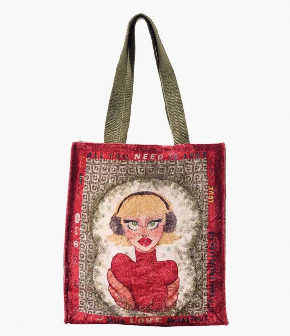 CARRY PEPITA RED Borsa in Viscosa, Cotone da Donna 35 x 33 x 10 cm - 1