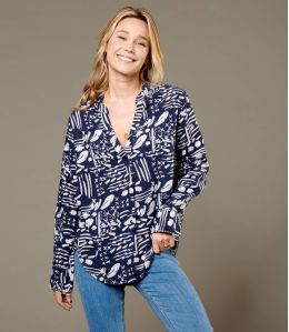 MILA GRAF NAVY Viskosebluse für Damen - 1