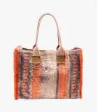 POP VELVET ORANGE Women's bag in Viscose, cotton, AQ, leather 40 x 30 x 15 cm - 1