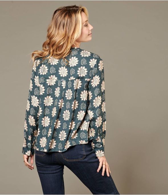 SARA ROSETTE ANTRACIET Viscose blouse voor dames - 1