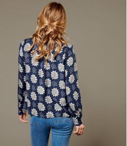 SARA ROSETTE NAVY Viscose blouse voor dames - 2