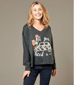 VIKI MINI ANTHRAZIT Damen T-Shirt aus Baumwolle - 1