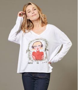 VIKI PEPITA RED Katoenen T-shirt voor dames - 1