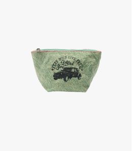 POUCH DEUCH Pochette verde 100% cotone con ricamo da donna 26 x 15 x 13 CM - 1