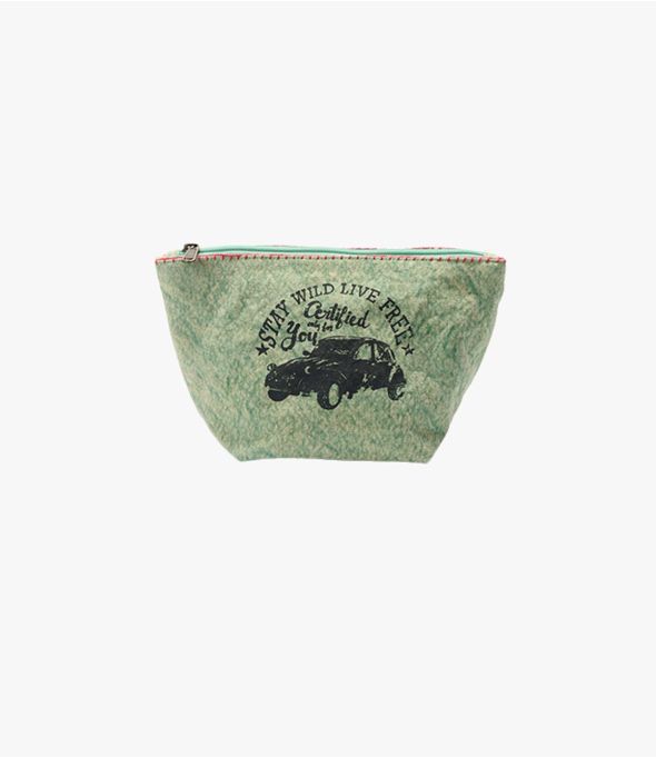 POUCH DEUCH Groene 100% katoenen clutch met borduursel voor dames 26 x 15 x 13 CM - 1