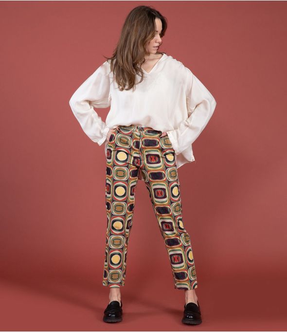 LENY VELOURS HIPPIE CAMEL Pantalon en Coton - 1