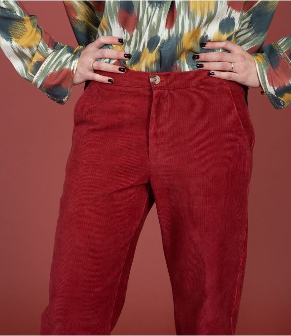 LENY RED VELVET Pantaloni in cotone - 1