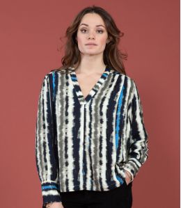 SARA LUCE BLUSA IN VISCOSA NAVY - 1