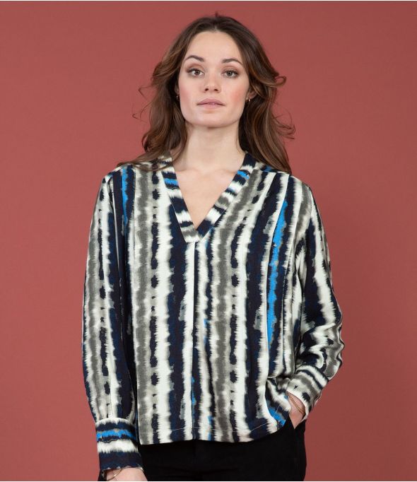 SARA LUCE BLUSA IN VISCOSA NAVY - 1