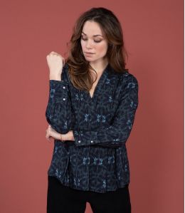 SARA MARGOT BLUSA IN VISCOSA NAVY - 1