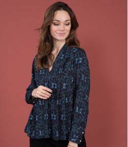 SARA MARGOT BLUSA IN VISCOSA NAVY - 2