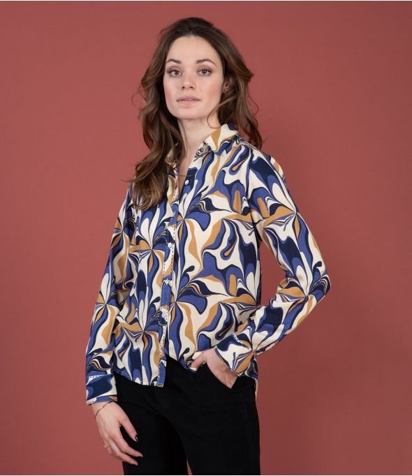 Camicia in modal FRAN SEVENTY BLU - 1