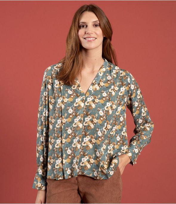 SARA CAPUCINE AQUA Blouse en Viscose - 1