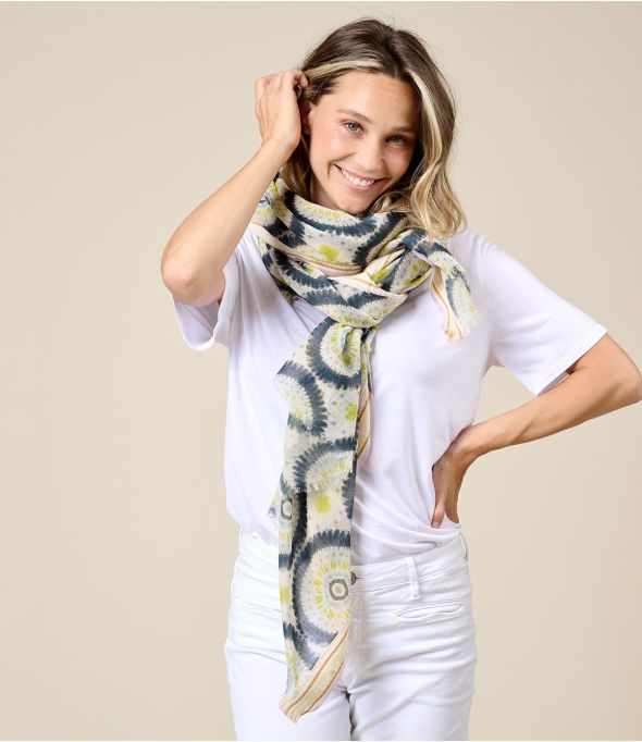 MANDALA Foulard en Laine, Coton - 1