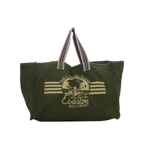 BEACH KAKI Borsa grande in cotone - 1