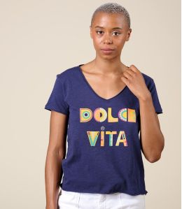 VITA DOLCE VITA NAVY Katoenen T-Shirt - 1