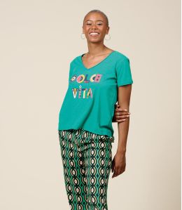 VITA DOLCE VITA GROEN Katoenen T-Shirt - 3