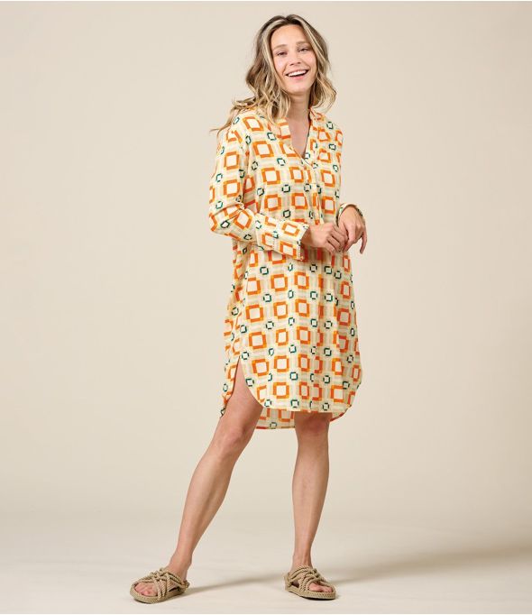 LETO LILI ORANGE Kleid aus Baumwolle - 1