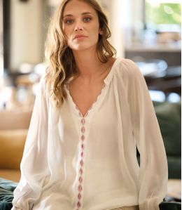 LAURA GREKO WEISS Viskose-Bluse - 2