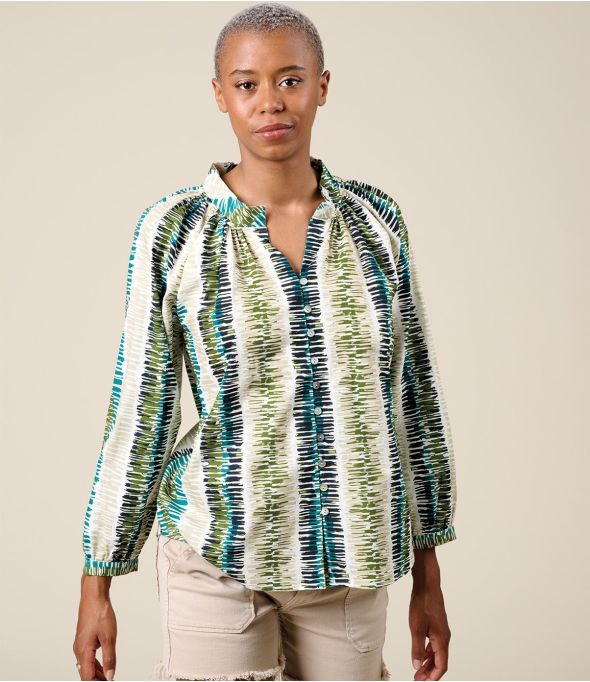 AGNES ROMA VERT Blouse en Coton - 1